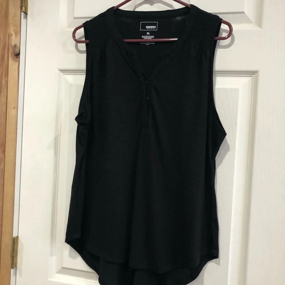 Sonoma Black Tank Top with Buttons and Ruching XL - Picture 1 of 5